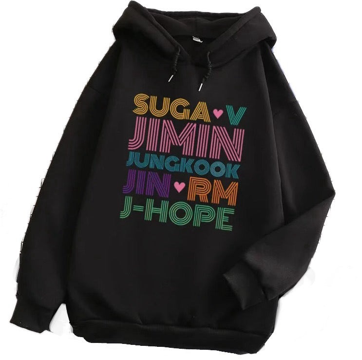 BTS hoodie printed with 7 members' names for the Army in the world