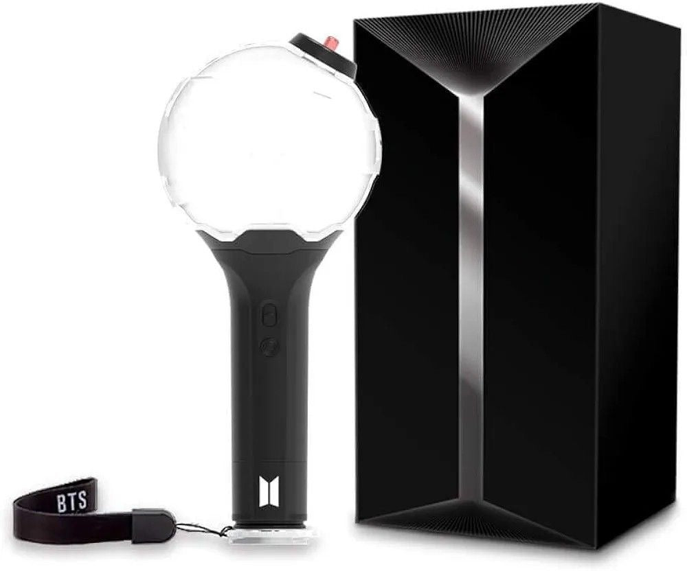 "BTS Army Bomb Lightstick Ver.3 Map of The Soul edition, standing upright, displaying its sleek design with the BTS