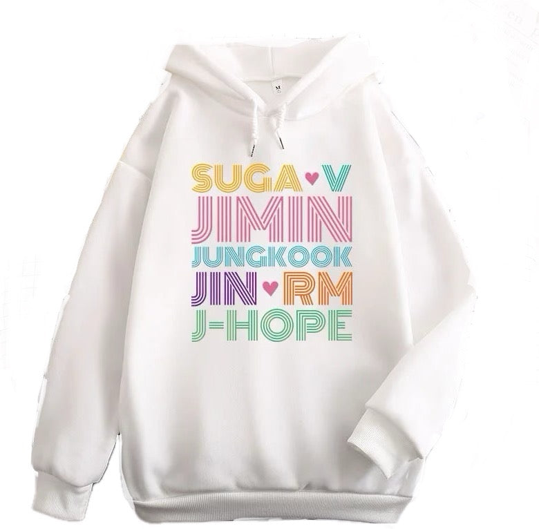 BTS hoodie printed with 7 members' names for the Army in the world