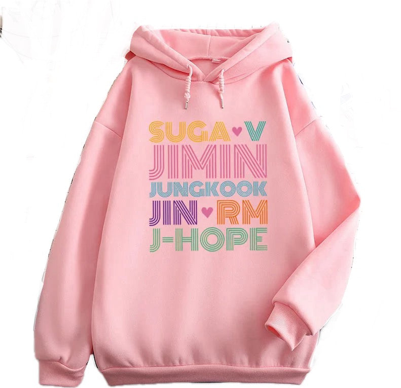 BTS hoodie printed with 7 members' names for the Army in the world