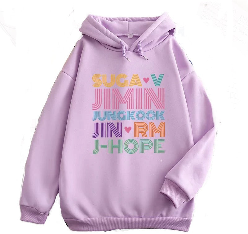 BTS hoodie printed with 7 members' names for the Army in the world