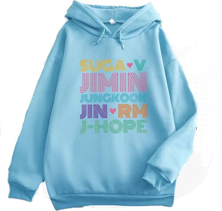 BTS hoodie printed with 7 members' names for the Army in the world