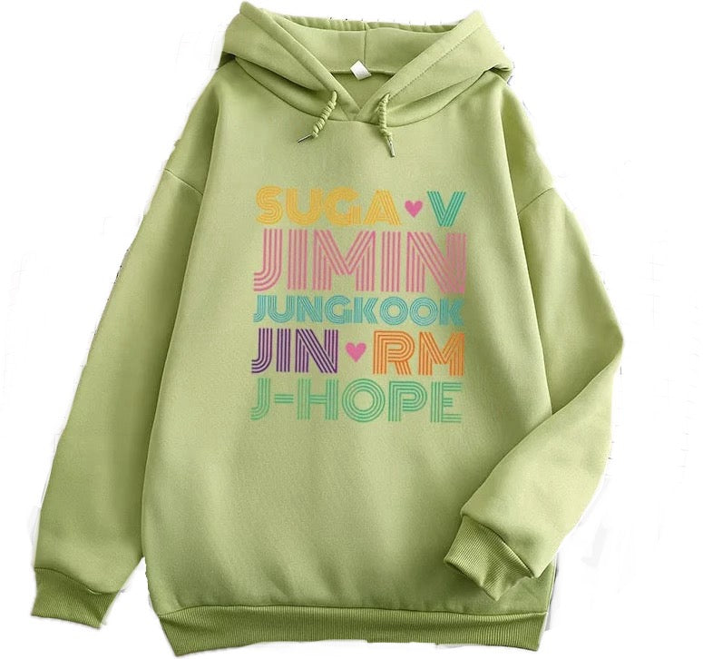 BTS hoodie printed with 7 members' names for the Army in the world