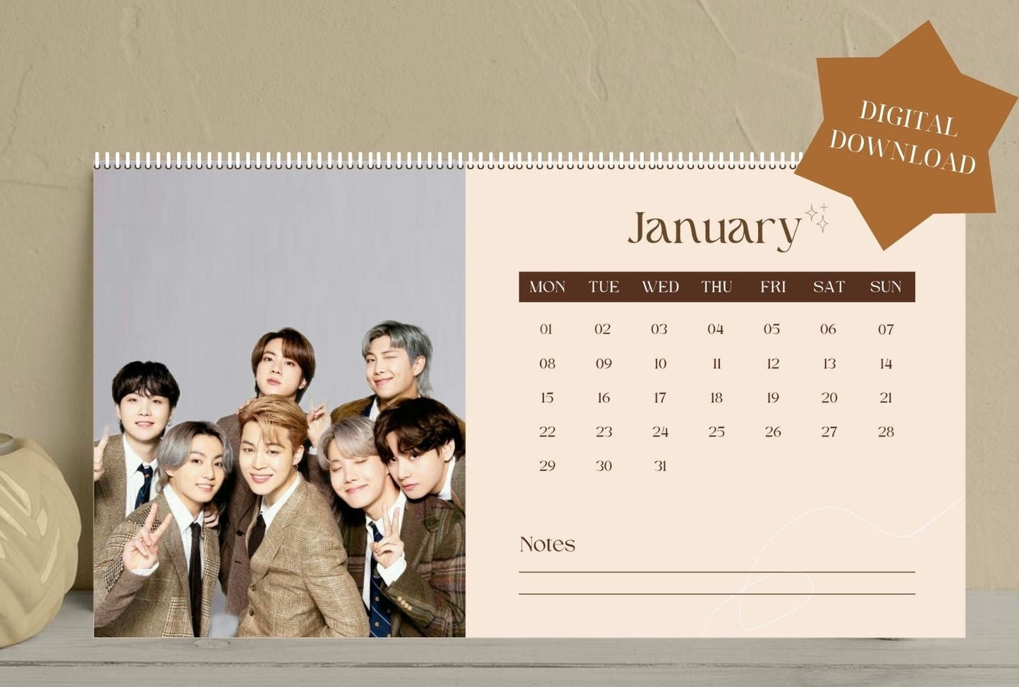 BTS 2024 Monthly Calendar Printable PDF Instant Download