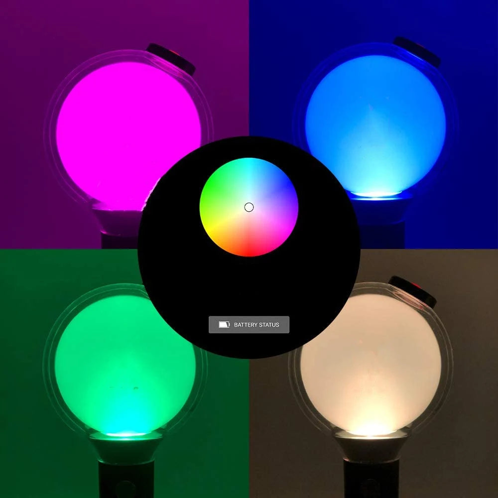 BTS Army Bomb Ver.4 Special - Lightstick Edition SE illuminated, displaying its bright and vibrant lights.