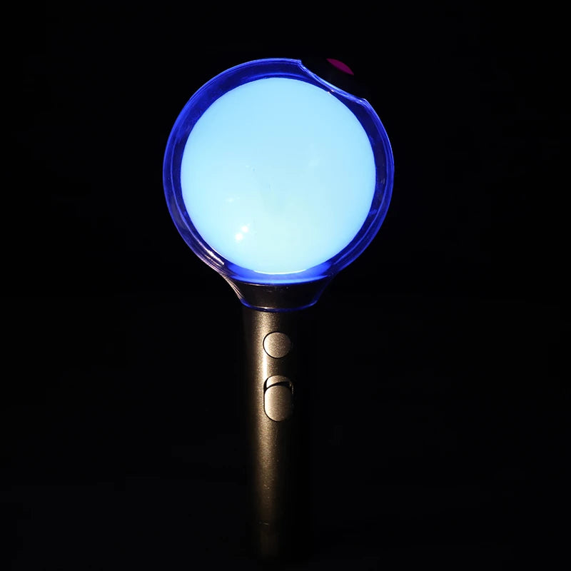 BTS Army Bomb Ver.4 Special - Lightstick Edition SE illuminated, displaying its bright and vibrant lights.