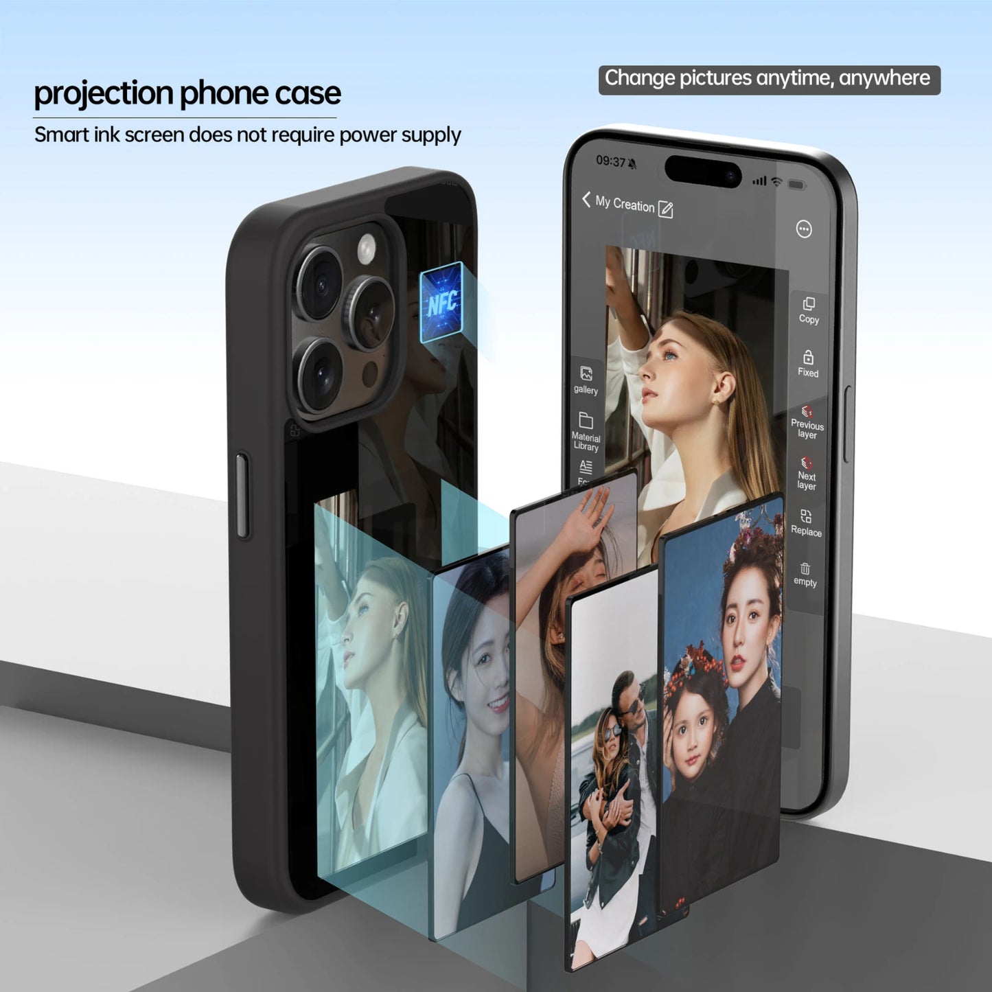 BTS phone case for iPhone 13, 14, 15 with integrated NFC technology