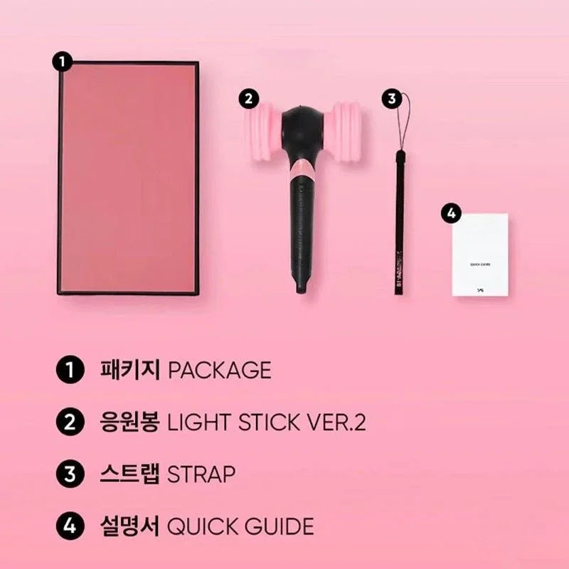 lack Pink Official Lightstick Ver in its original packaging, featuring the BTS logo and product information on the box.